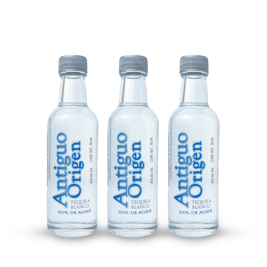 Pack de 3 Botellas Miniatura de Tequila Antiguo Origen Blanco 50 ml