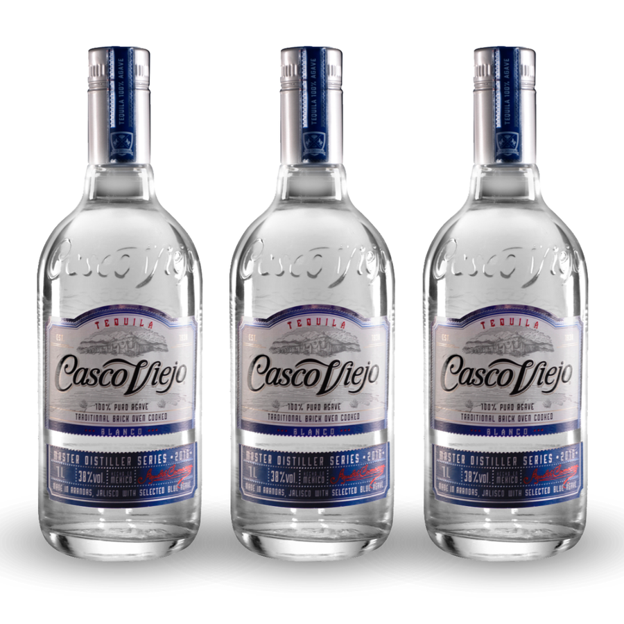 Pack de 3 Tequila Casco Viejo Blanco 100% de Agave 1L