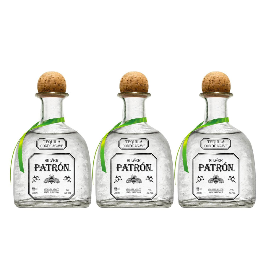 Paquete de 3 Tequila Patrón Blanco Silver 700 ml