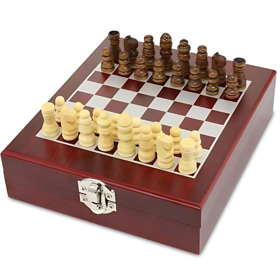 Set Para Vino Con Tablero Ajedrez De Madera Aquila