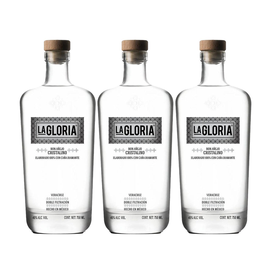 Pack de 3 Ron La Gloria Añejo Cristalino 750 ml