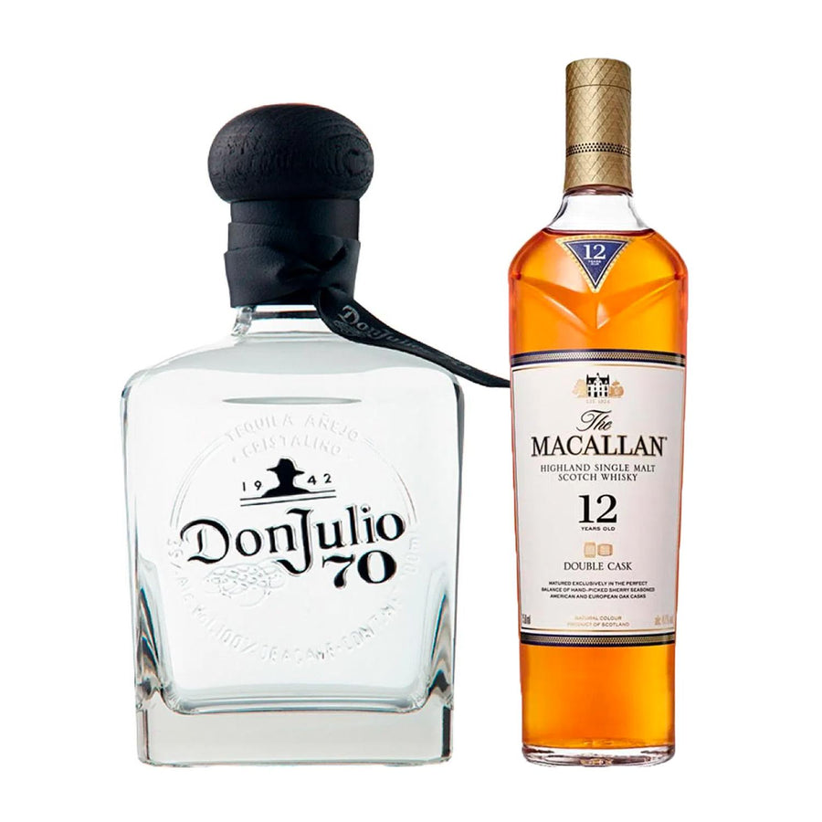 Tequila Don Julio 70 Cristalino Añejo 700 ml + Whisky The Macallan Single Malt 12 años Double Cask 7