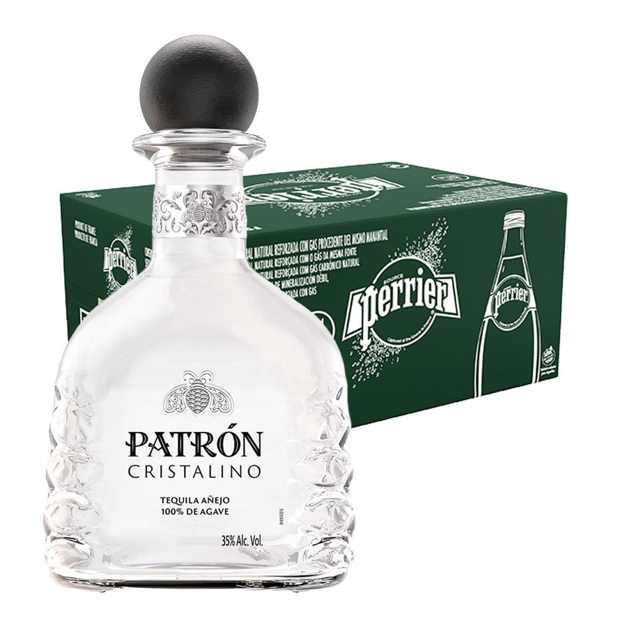Pack 24 Agua Perrier 330 ml + Tequila Patrón Cristalino Añejo 700 ml