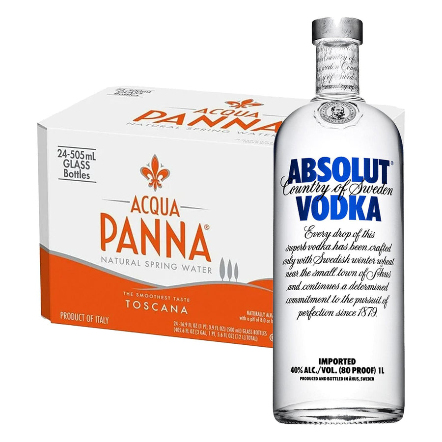 Pack 24 Agua Panna 250 ml + Vodka Absolut Blue 1 L