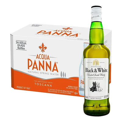 Pack 24 Agua Panna 250 ml + Whisky Black and White Blend 700 ml