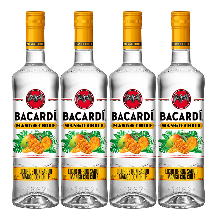 Pack de 4 Licor de Ron Bacardi Mango Chile 750 ml