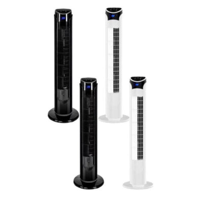 Combo 4 Ventiladores De Torre De 33 Pulgadas 3 Velocidades Wifi 2 Negros Y 2 Blancos