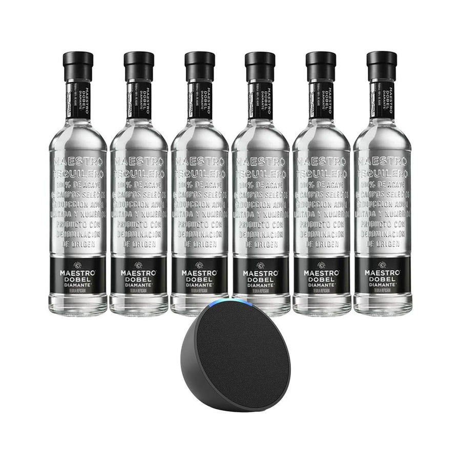 Pack de 6 Tequila Maestro Dobel Diamante S/Estuche 700 ml + Alexa Echo Pop