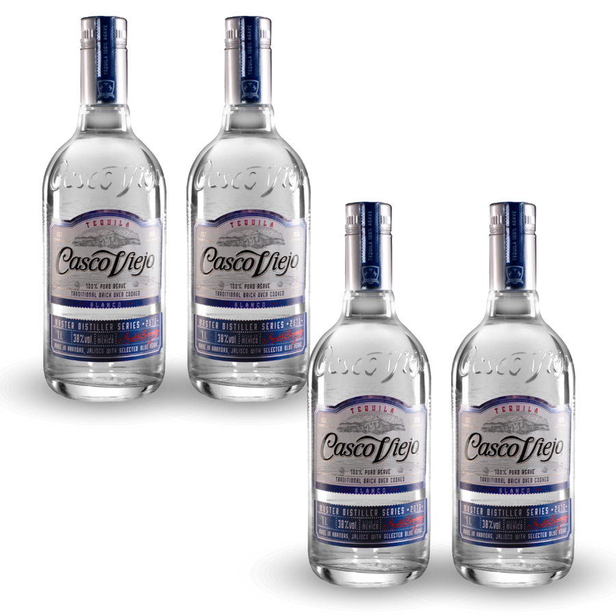 Pack de 4 Tequila Casco Viejo Blanco 100% de Agave 1L