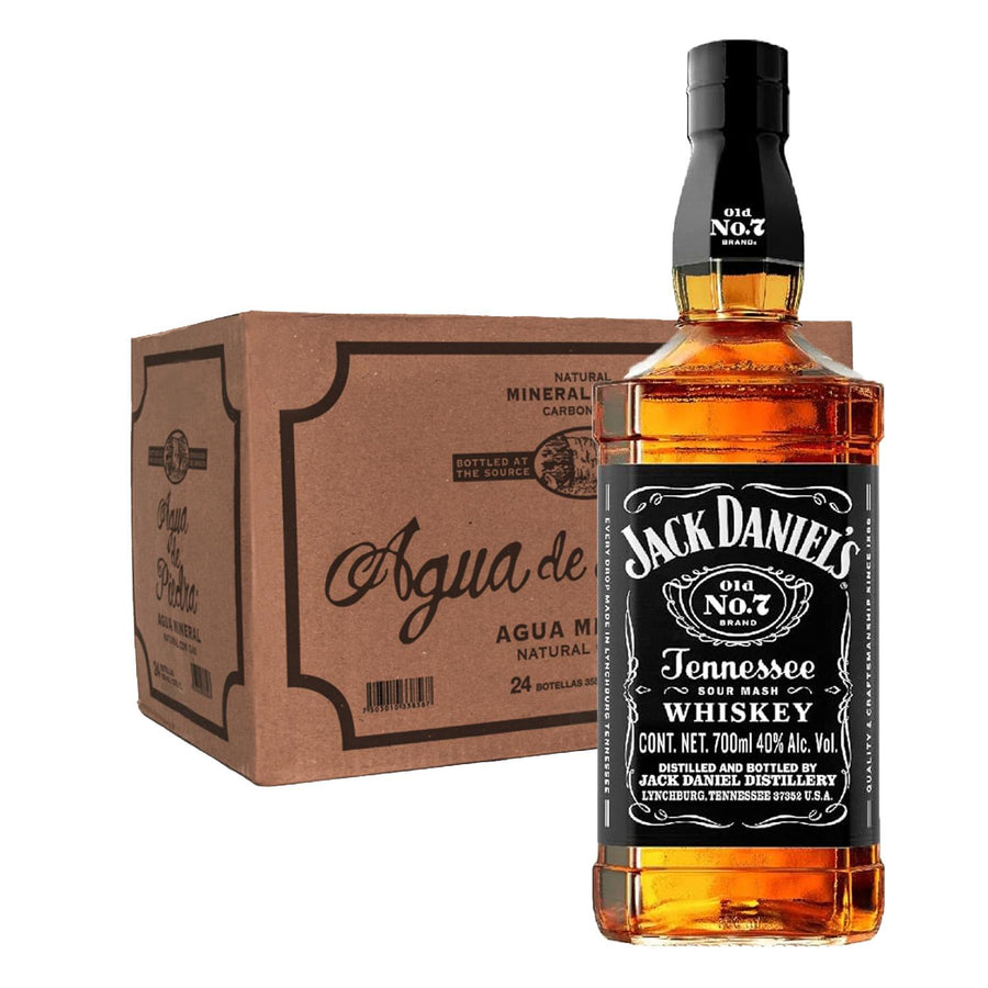 Pack 24 Agua de Piedra con Gas 360 ml + Whisky Jack Daniel's 700 ml