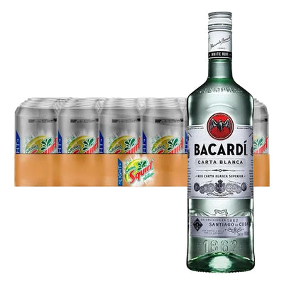 Pack 24 Squirt Light 355 ml + Ron Bacardi Carta Blanca Superior 980 ml