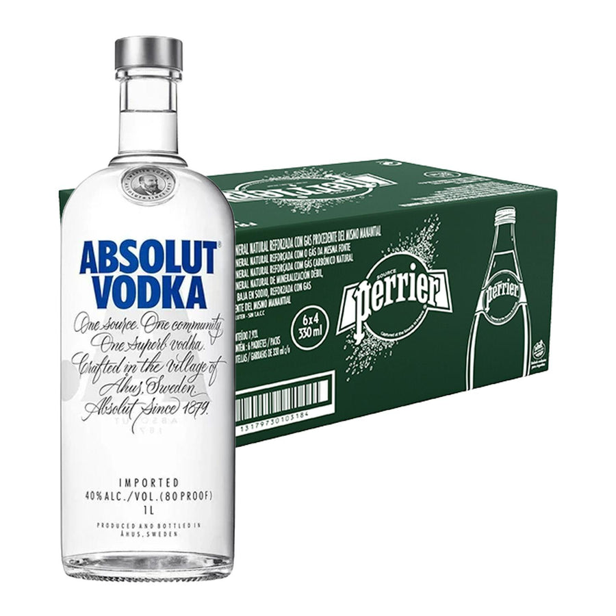 Pack 24 Agua Perrier 330 ml + Vodka Absolut Blue 1 L