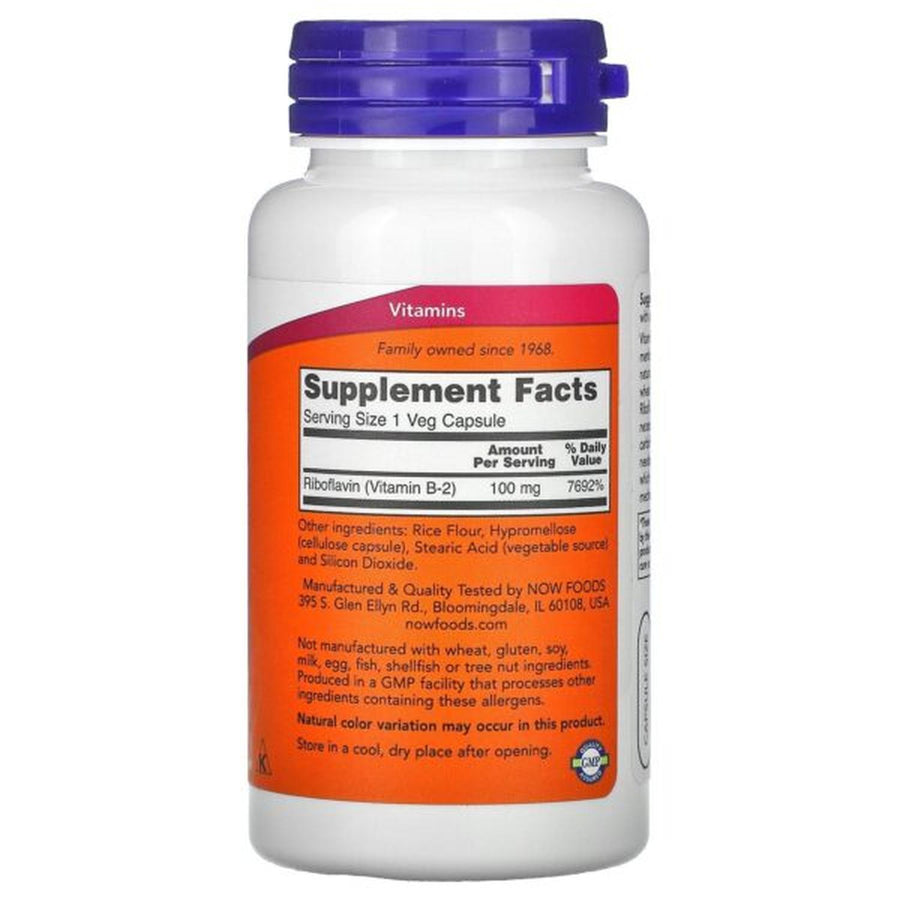 Vitaminas Now Vitamina B2 100mg 100 Cápsulas
