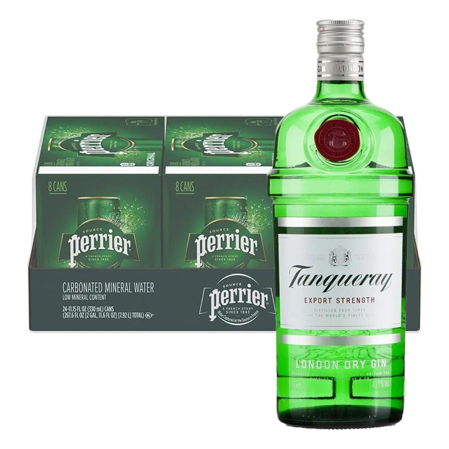 Pack 24 Agua Perrier Mineralizada Lata 330 ml + Ginebra Tanqueray 750 ml