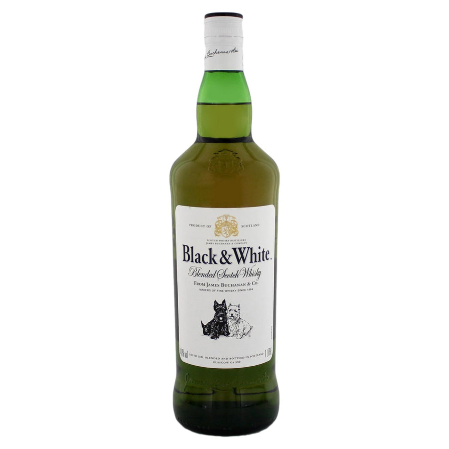 Caja de 12 Whisky Black And White Blend 1 L