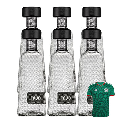 6 Tequila 1800 Añejo Cristalino 700 ml + Jersey Verde