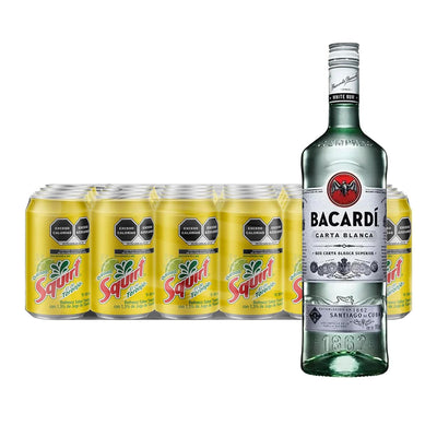 Pack 24 Squirt 355 ml + Ron Bacardi Carta Blanca Superior 980 ml