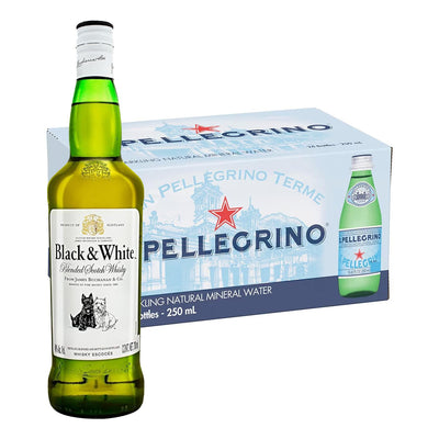 Pack 24 Agua San Pellegrino 250 ml + Whisky Black and White Blend 700 ml