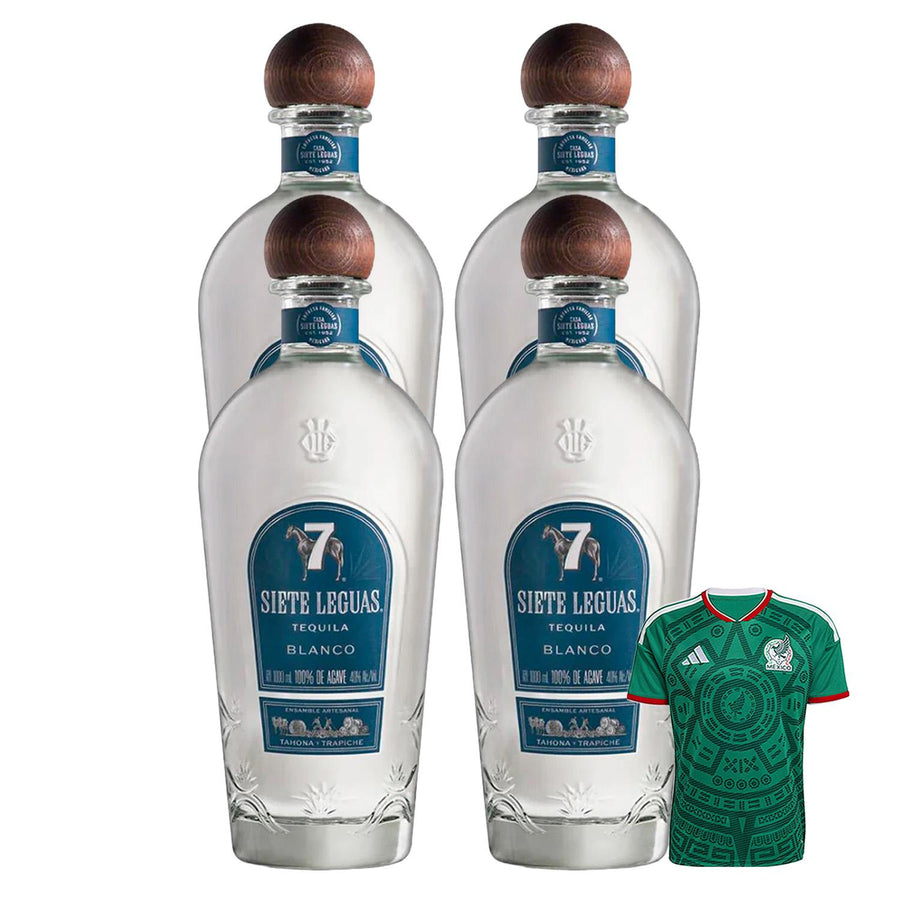 4 Tequila 7 Leguas Blanco 1 L + Jersey Verde