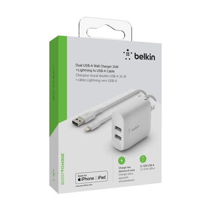 Cargador De Pared De 24W Entrada Dual Usb A Blanco
