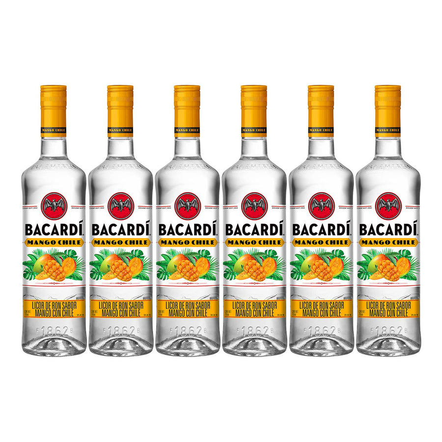 Pack de 6 Licor de Ron Bacardi Mango Chile 750 ml